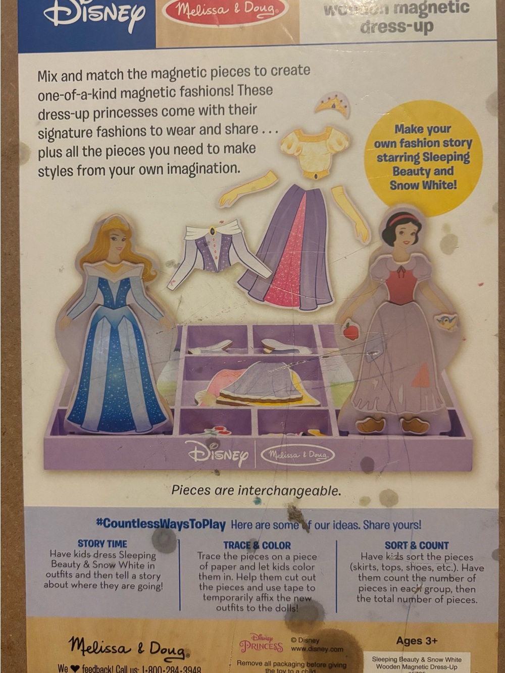 Melissa & Doug Disney Sleeping Beauty Snow White Magnetic Dress-Up Wood Doll Set - Picture 7 of 7